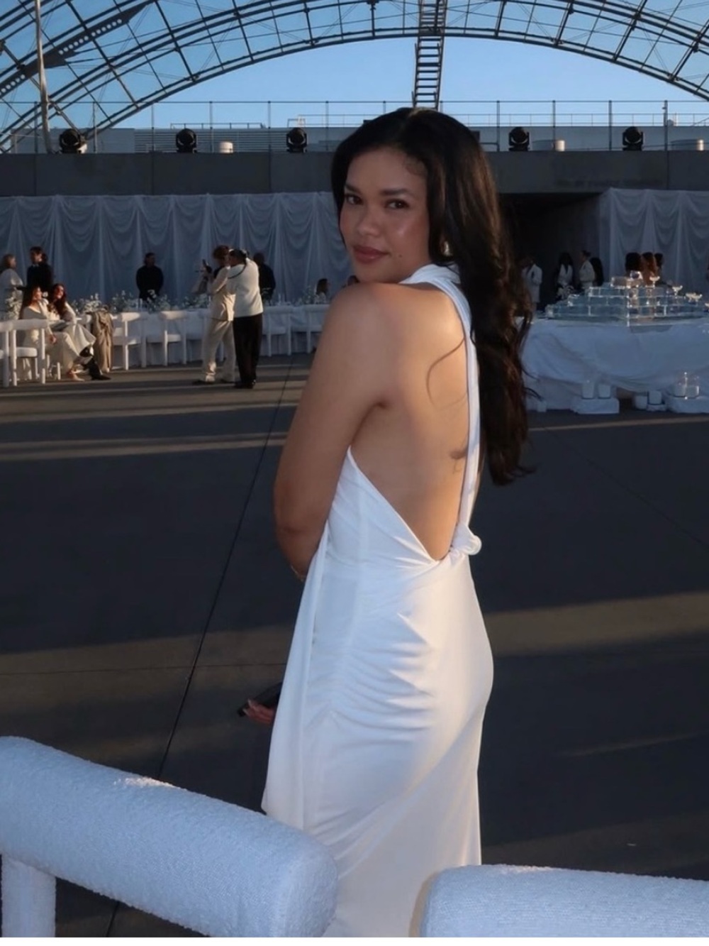 Zara White Backless Halter Gown
